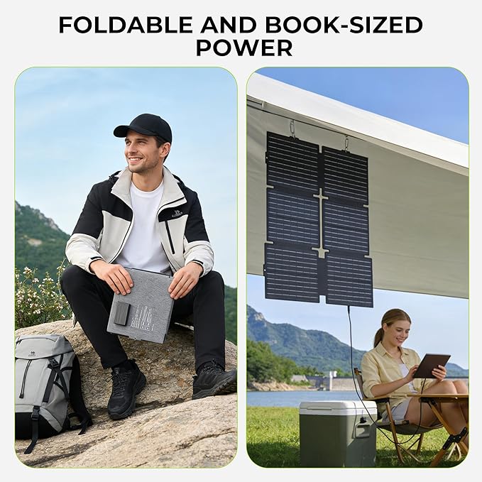 Portable Solar Generator, 300W Portable Power Station with Foldable 60W Solar Panel, 110V Pure Sine Wave 296Wh 80000mAh Lithium Battery Pack for Home Use RV Van Outdoor Camping-Panel included
