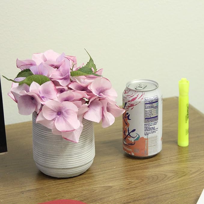 Admired by Nature 7" Tall Artificial Flowers Full Blooming Hydrangea Potted Spring Indoor Faux Plant, Wedding Centerpieces, Tabletop, Home Décor, Office Desk, Kitchen Table Décor - Pink