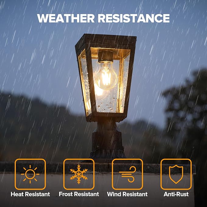 LUTEC Solar Post Lights, Dusk to Dawn Aluminium Solar Lamp Post Light with Pier Mount Base, Solar Powered Outdoor Waterproof Post Lights for Garden Yard Patio