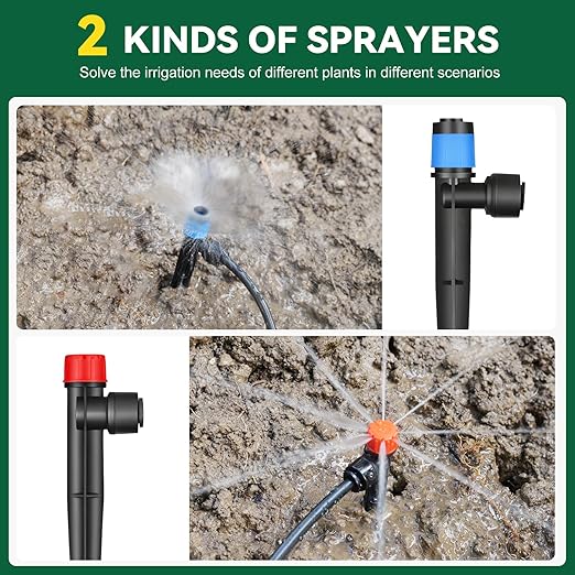 Drip Irrigation System for Garden, 2026-Upgraded Quick Connect Garden Watering Kit All-in-One with 1/2 inch 1/4 inch Irrigation Tubing for Garden, Lawn, Greenhouse, Raised Beds (91FT)