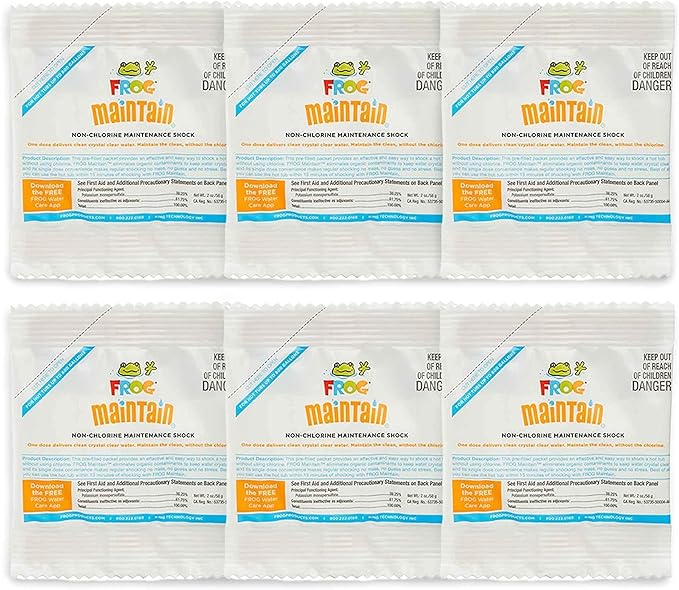 FROG Maintain for Hot Tubs - Non-Chlorine Shock for use with All Hot Tub FROG Sanitizing Systems - Single Dose Packets for Easy Hot Tub Maintenance & Treatment - 6 Pack