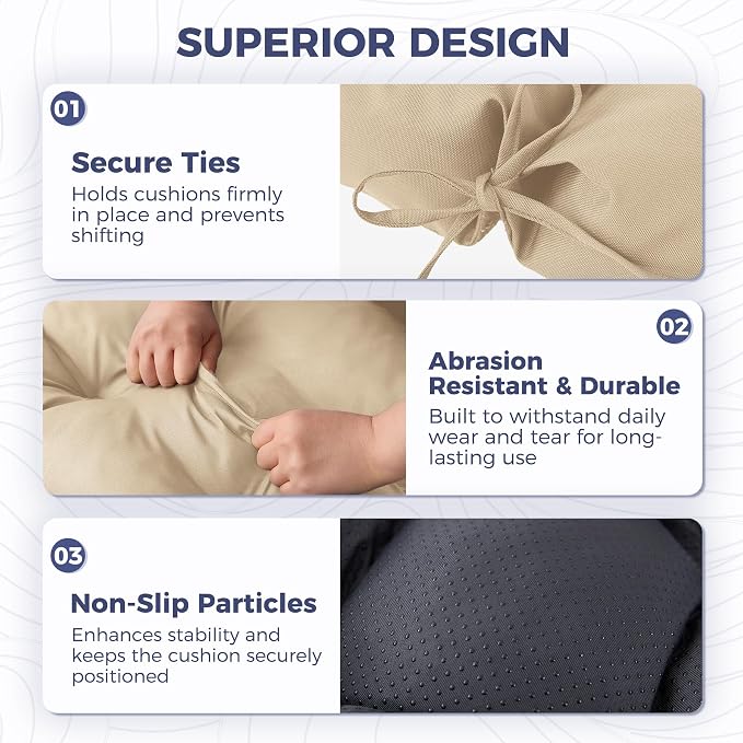 Outdoor Chaise Lounge Cushions 75.1x22.8x4.7 Inch, Waterproof Lounge Chair Cushions for Pool, Patio, Deck, Lawn, Fade Resistant Lounge Cushions for Outdoor Furniture, Beige, Set of 2