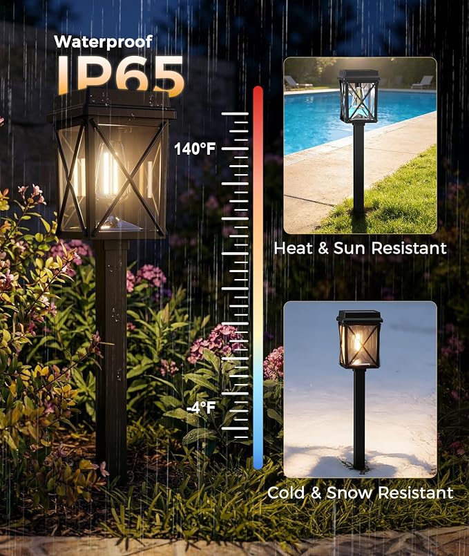 XMCOSY+ Solar Lights Outdoor, 8 Pack 50LM Bright Solar Pathway Lights, IP65 Waterproof 3-in-1 Garden Light for Yard Backyard Driveway Walkway Landscape Path (Warm/Cool White)
