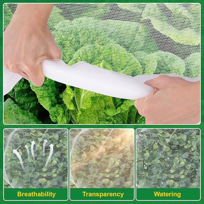 NONMON Garden Netting, 2 Pack 10x33Ft Ultra Fine Mesh Insect Netting Pest Barrier Protection Plant Row Cover Mosquito Netting for Vegetable Fruits Blueberry Bushes Flowers Crops Raised Bed