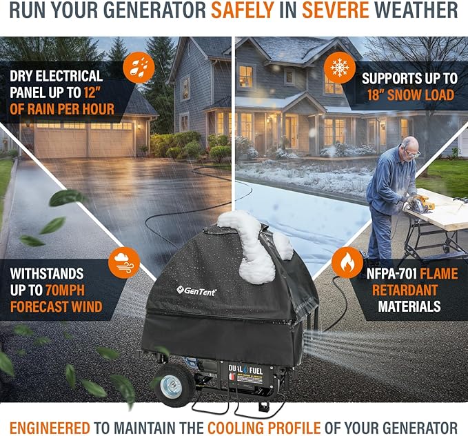 GenTent Open Frame Running Cover - Universal Adapter Kit Generator Tent (Onyx, Original - Standard)