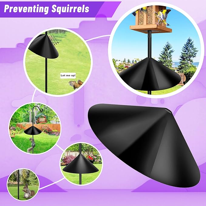 Squirrel Baffle,Pole Mount Squirrel Guard Stopper for Outdoors Bird Feeder Pole,Used for Bird Feeding Poles,(Black 19inch-1Pack)