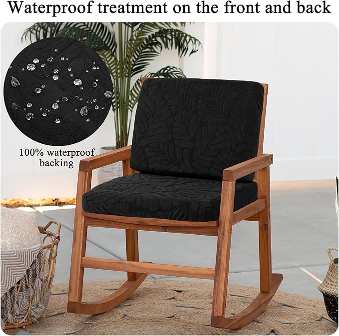 HEBE Stretch Patio Cushion Covers Set 8pcs,Waterproof Outdoor Couch Covers Replacement,Washable Reusable Seat Cushion Slipcovers for Patio Furniture Protector,Chair Cushion Cover
