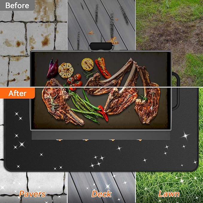 75x40 inches Large Under Grill Mats for Blackstone, Double-Sided Fireproof Outdoor Grill Protective Mat, Oilproof Waterproof BBQ Fire Pit Fireplace Mat