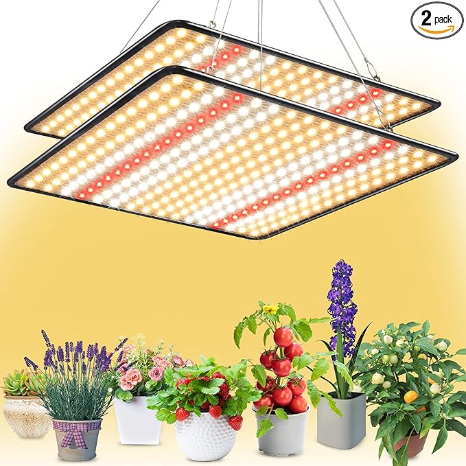 Grow Light, (2-Pack) 200W LED Grow Lights for Indoor Plants Full Spectrum Plant Growing Lamps for Seedling Veg and Bloom