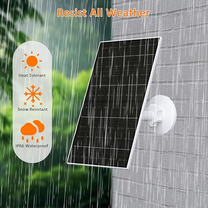 FUTUREZEN 6W Solar Panel for Security Camera Outdoor, 5V USB/USB-C Solar Charger Compatible with Rechargeable Battery Cameras, IP66 Waterproof, 360° Adjustable Mount, 9.8ft Cable (2 Pack, White)