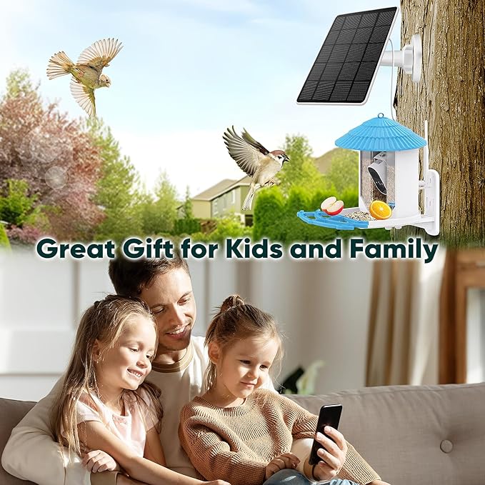 Solar Panel for Bird Feeder, Continuously 3W Power Supply for Your Bird Feeder Camera, Type-C Plug, White
