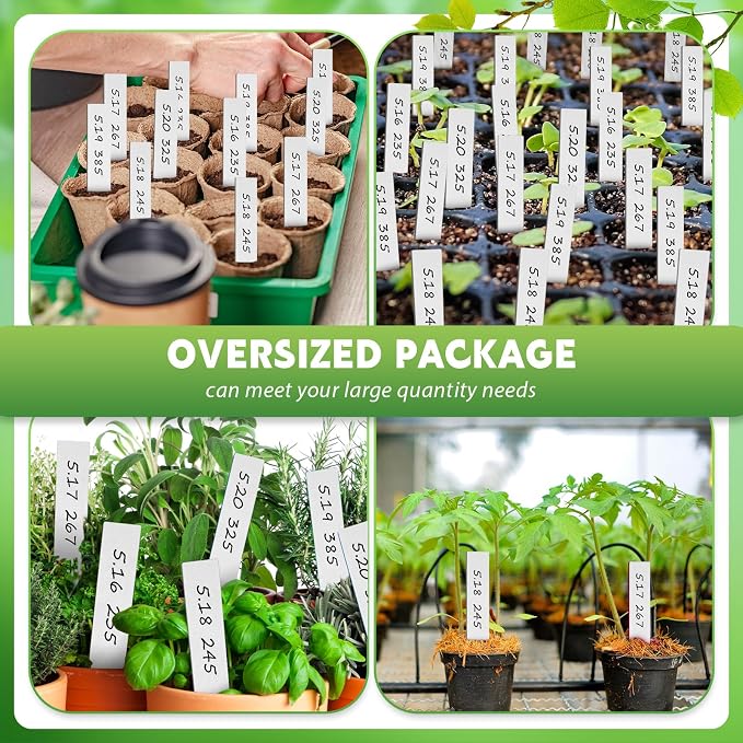 Geetery 2000 Pcs Plastic Plant Labels 4'' Garden Plant Markers Nursery Name Tags Waterproof Pot Label Stakes Planting Sticks for Seeds Summer Outdoor Indoor Garden Flowers(White)