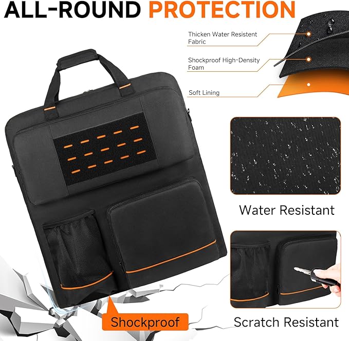 Solar Panel Storage Bag Compatible with Jackery SolarSaga 100/100X/200W & Anker Solix PS100/PS200, Portable Travel Carrying Case with Shoulder Strap & Internal Pockets, Black