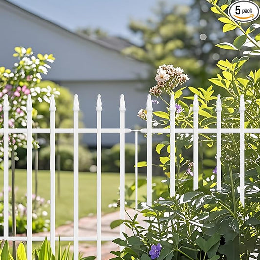 Thealyn Metal Garden Fence 24" W x 24" H (10 Panels, Total 20 ft), Decorative Border Folding Fence, Landscape Fencing for Flower Bed, Yard, Animal Barrier