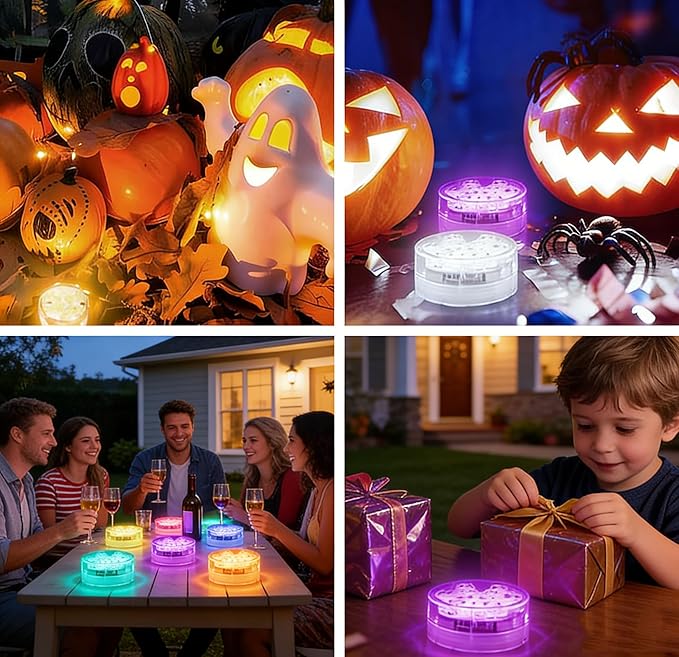 POLENTAT Submersible LED Lights with Remote, 16 Colors 4 Modes Battery Powered Waterproof LED Pool Lights for Inground Pool Above Ground Pool Bathtub Decoration (4-Pack)