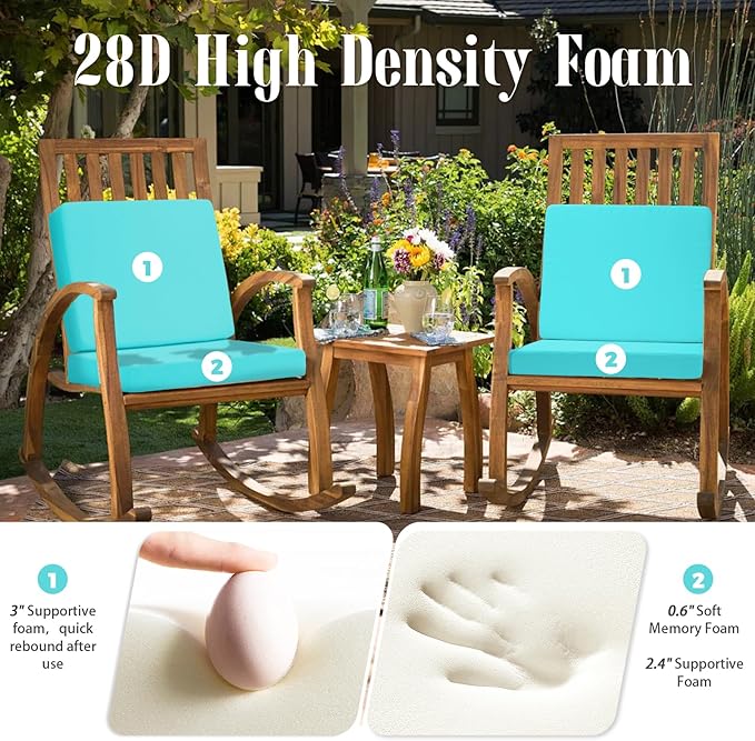 Deep Seat Patio Cushions Set, 22x22 Inch Waterproof & Fade Resistant Outdoor Chair Cushions, Thick Padded Replacement Sofa Cushions for Garden Yard Furniture
