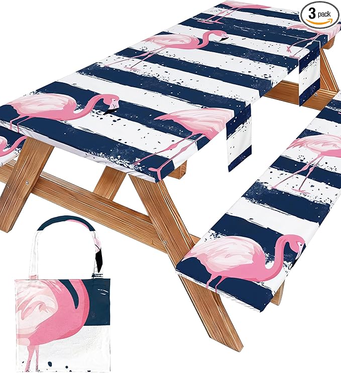 Picnic Table Cover with Bench Covers Elastic Table Cloth Cool Fun Unique Ideas Birthday Christmas Xmas Valentine's Day Camping Gifts for Camper RV Owner Camping Lovers Couple Women Men Mother Father