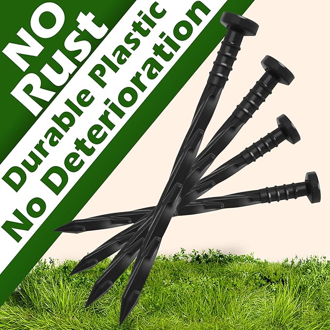 Gardzen 30 pcs Landscape Edging Anchoring Spikes, 6 inches Yard Lawn Paver Edging Stakes for Weed Barrier, Garden Fence, Artificial Turf, Black