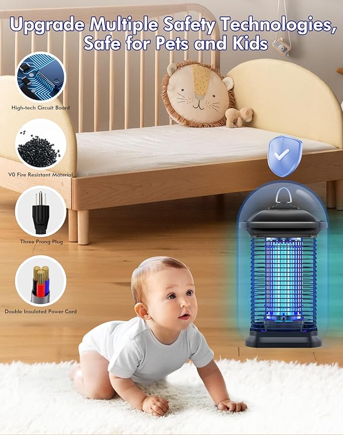 AMUFER Bug Zapper for Outdoor & Indoor, 1/2 Acre Coverage Mosquito Lamp with 18W Bulb & 4400V High-Voltage, 100% Improvement in Mosquito Control Effect, Electric Fly Trap for Patio, Backyard, Home