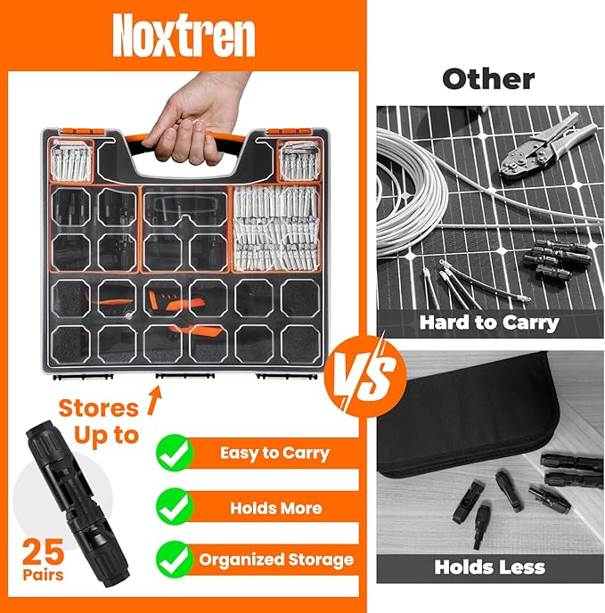 30PCS Solar Crimper Tool Kit - Crimping Tool, Wire Stripper, 25 Pairs Solar Connectors, Suitcase, and 2 Spanner Wrenches for Solar Panel Cable Assembly