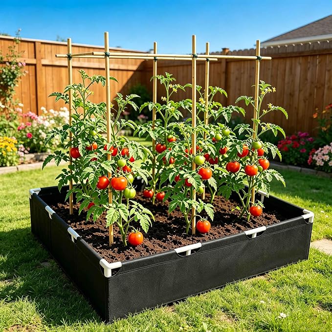 Breathable Felt Raised Garden Bed with PVC Frame, Heavy-Duty Square Planter Box for Vegetables, Herbs & Flowers, 3 Sizes– No Tools Assembly for Patio, Backyard Gardening（4.6*4.6*1FT 1PCS）