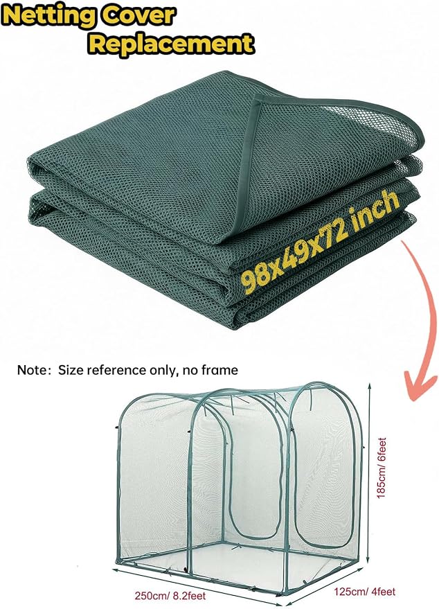 98''x49''x72''Plant Crop Cage Netting Cover Replacement (Not Included Frame)