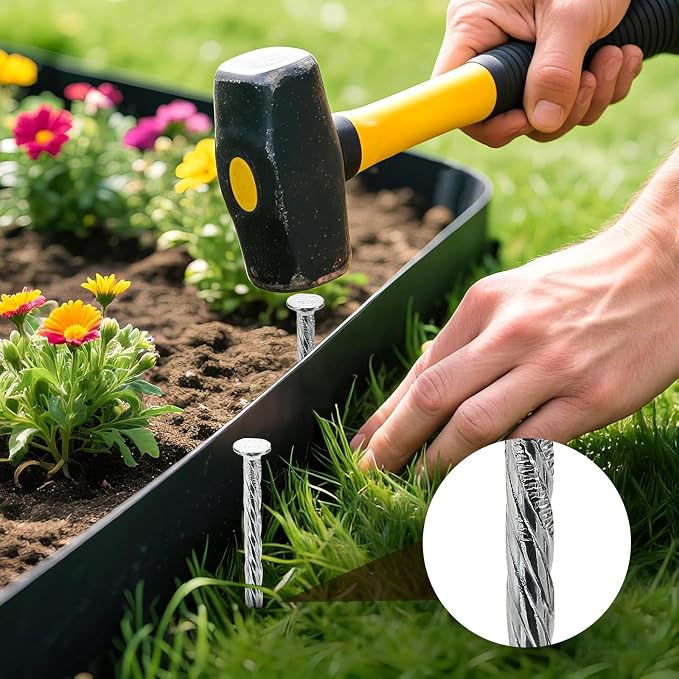 150 Pack 6 Inch Turf Nails for Artificial Grass Galvanized Metal Landscape Stakes Spiral Spikes for Weed Barrier, Garden Lawn Paver Edging, Securing Fences