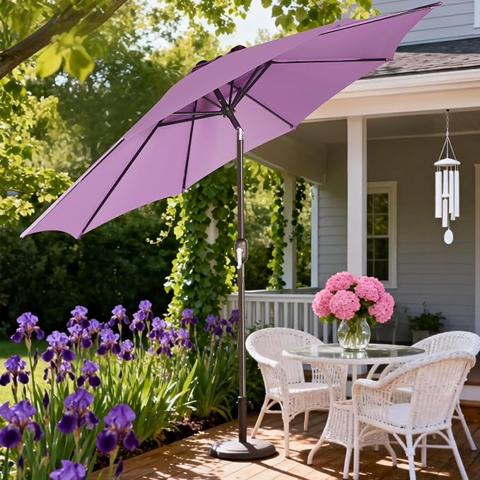Blissun 9' Outdoor Patio Umbrella, Outdoor Table Umbrella, Yard Umbrella, Market Umbrella with 8 Sturdy Ribs, Push Button Tilt and Crank