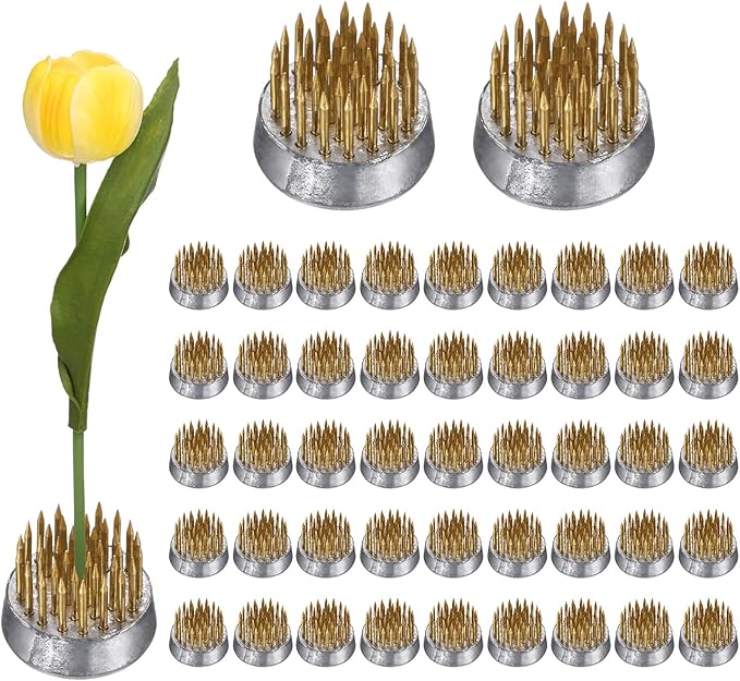 M METERXITY 6-Pack Flower Frog 0.9" Round Brass Flower Pins Flower Frog Holder Flower Arranger Fixed Tools Floral Frog for Arrangements Vase/Plant Decoration/Home Decor [1.1cm Pins]