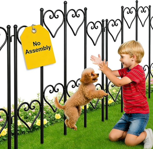 AMAGABELI GARDEN & HOME 5 Panels 27in(H)×9ft(L) Decorative Garden Fences and Borders for Dogs No Dig Rustproof Metal Fence Panels Garden Edging Animal Barrier Fencing for Flower Bed Yard Patio
