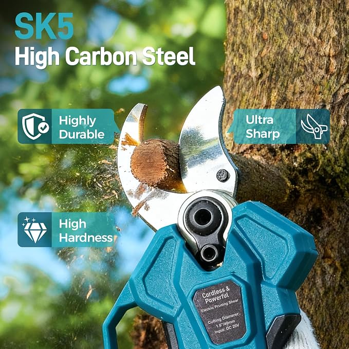 2-in-1 Electric Pruning Shears Cordless, 1.6" Cutting Diameter, Pole Pruner with 12.8Ft Reach Extension Pole, 2×4.0Ah Battery Powered Electric Pruner for Tree Flower Trimming