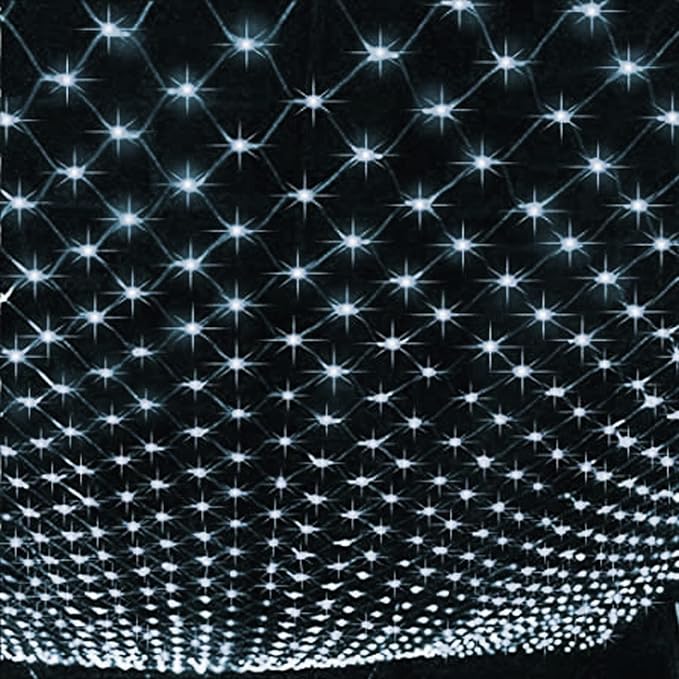 Dazzle Bright Christmas 360 LED Net Lights, 12FT x 5 FT Connectable Waterproof String Lights Clear Wire with 8 Modes, Christmas Decorations for Indoor Outdoor Xmas Party Yard Garden Decor (White)