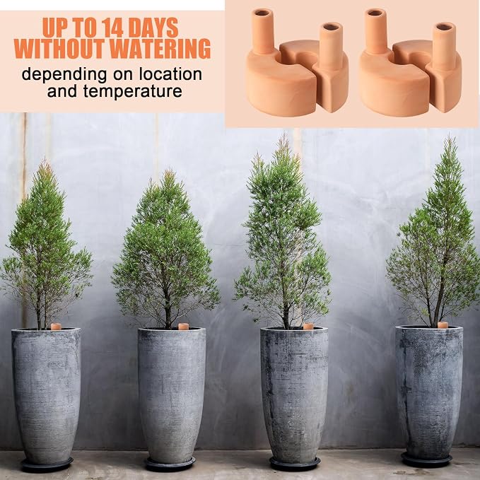 Blushtier 4 Pcs Terracotta Watering Spikes Large Capacity Tank Self Watering Planter Water Storage Reusable Automatic Terracotta Water Devices Self Irrigation System for Houseplants Garden Flowers
