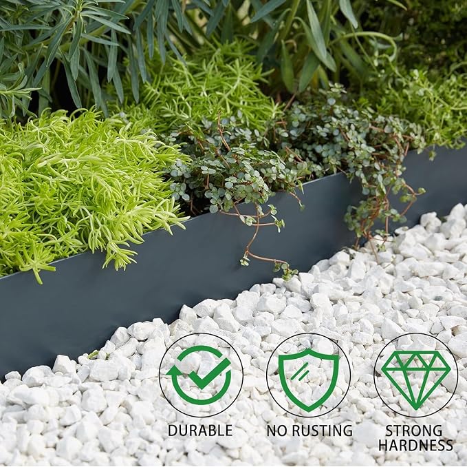 Metal Garden Edging 4.5"x40",Total 16.25ft Length Galvanized Steel Landscape Edging,Black Flexible Sidewalk Lawn Edging Border for Garden,Lawn,Flowerbed (5Pack)…
