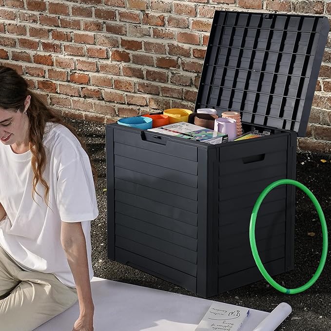 DWVO 120 Gallon Outdoor Storage Deck Box and 31 Gallon Louvered Deck Box for Patio Furniture, Garden Tools and Pool Supplies