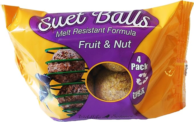 Suet Ball Feeder and Suet Ball Variety Combo Pack | Geo Pyramid Feeder with 16 Suet Balls
