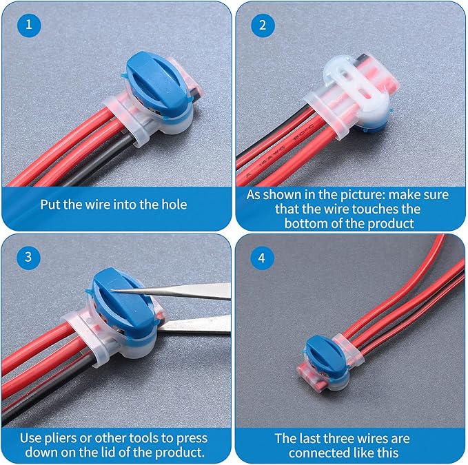 TOODOO 180 Pieces 3 Way Wire Connectors Locks Electrical IDC 314-box Wire Self-Stripping Pigtail Connectors for 22-14 AWG Cables Robotic Lawn Mowers Irrigation Application