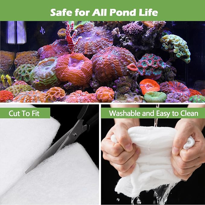 Pond Filter Pad, 12"x72"x1.1" – 6 sq ft White Reusable & Washable Foam Media for Outdoor Fish Ponds, Aquariums & Water Gardens