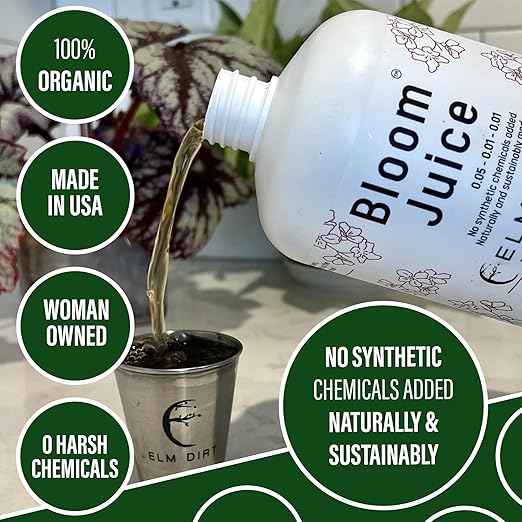 Elm Dirt 100% Organic Worm Castings & Bloom Juice for All Flowering Plants - Bloom Booster Fertilizer Earthworm Casting | Organic Plant Food for Houseplants, Vegetables, Flowers & Gardens Fertilizer