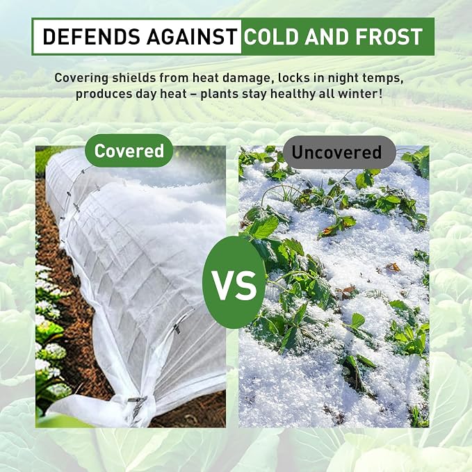 2 Pack 10ft x 50ft Plant Covers Freeze Protection, Frost Blanket for Outdoor Plants, Trees & Gardens, All-Season Winter Protection, Floating Row Cover for Vegetables, Shrubs & Raised Beds