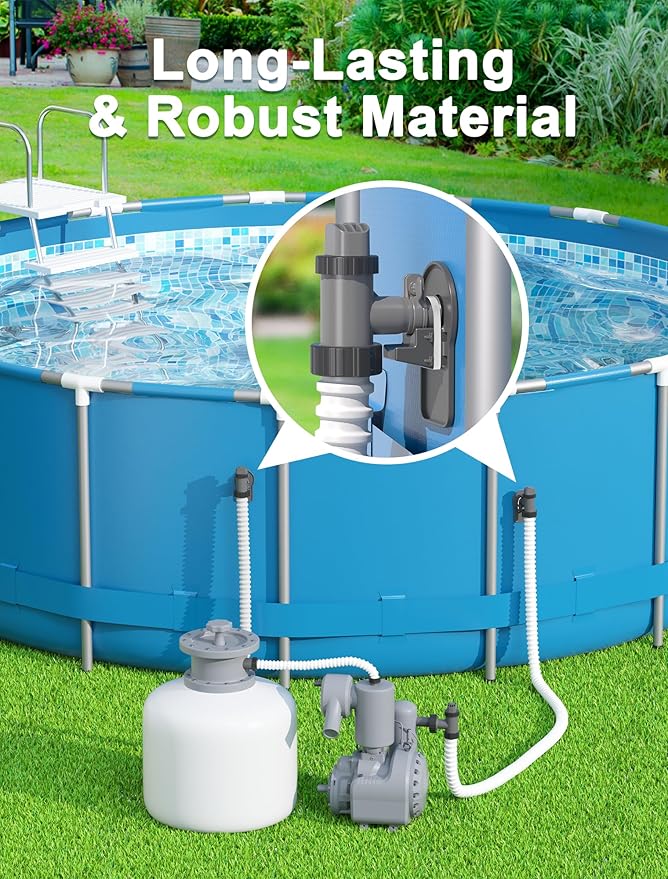 POOLHOUR Plunger Valve with Pipe Holder & Pool Hose Adapter, Above Ground Pool Pump Replacement Parts Compatible with I*tex/Col*m*n Pool
