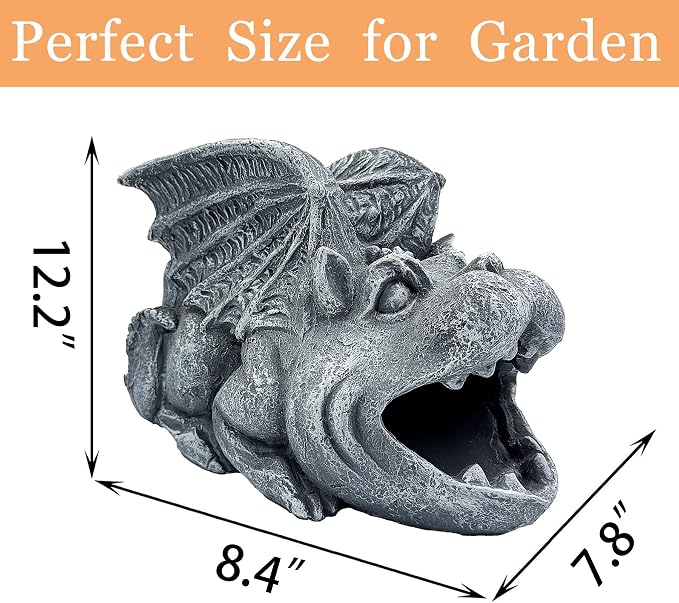 Teaeeno Gargoyle Gutter Downspout Extension, Gothic Statue Gutter Downspouts Extension, Funny Animal Garden Splash Block Outdoor Sculpture, 3"×4" Rain Gutter Downspout Splash Block
