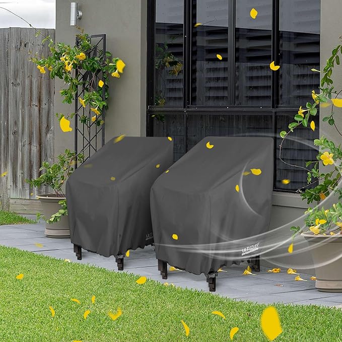ULTCOVER Stackable Patio Chair Cover – Waterproof Outdoor Stack of Chairs Cover 2 Pack Fits Up to 26W x 34D x 45H inches, Black