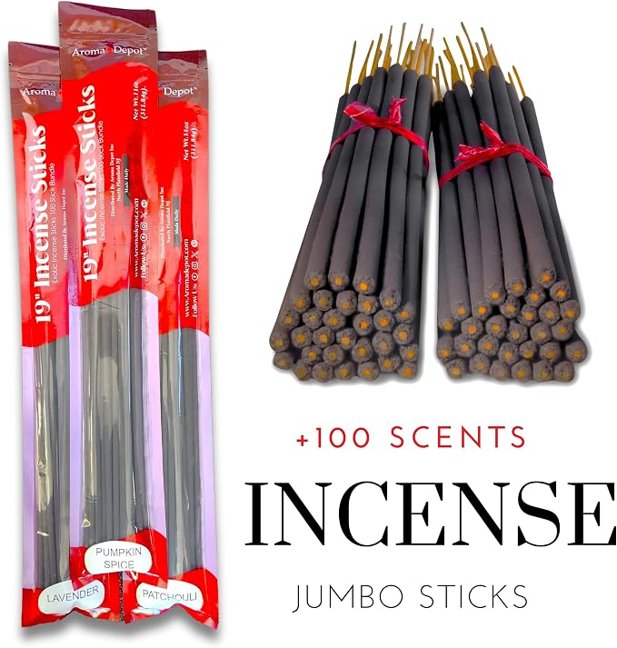 Aroma Depot Tangerine 19'' Incense Sticks Jumbo. Approx 27 to 30 Sticks Per Bundle. 19 Inch Extra Large, Each Natural Stick Burns for 3 to 4 Hours. Most Exotic Long-Lasting Fragrance.