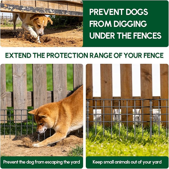 42.5ft(L) x 13in(H) Garden Fence Animal Barrier, 30 Panels No Dig Fence Panels for Dog Rabbit, Rustproof Metal Dig Defence Fencing Bottom Barrier, Anti Digging Garden Edging Border for Outdoor, Yard