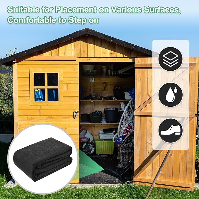 M METERXITY Outdoor Storage Shed Mat, 9.9x12.5 FT Waterproof Small Shed Flooring Mat for Patio Furniture Floor Protecting from Wear/Liquid/Dust/Oil, Non-Slip Carport Pad [Grey]