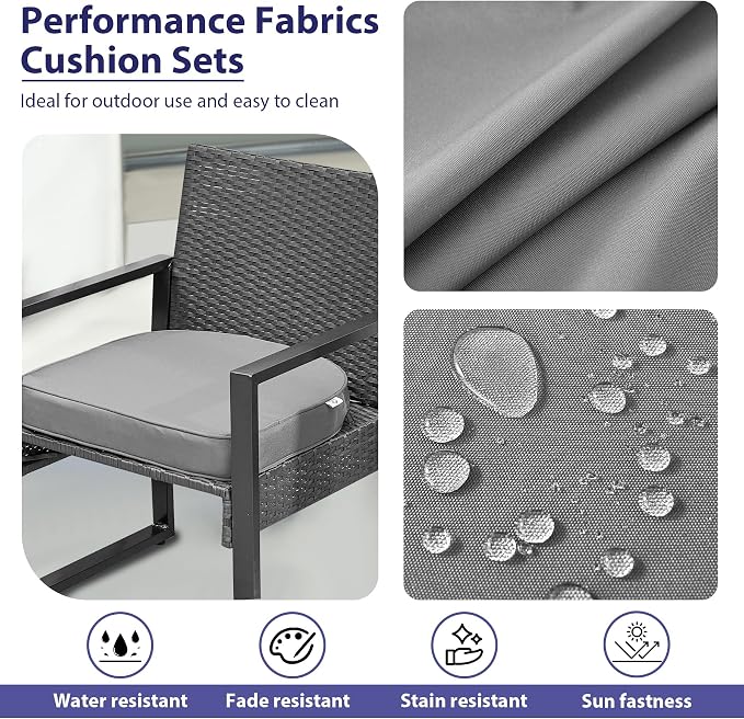 IPYNBAP Outdoor Chair Cushions Set of 4 -Waterproof Outdoor Seat Cushions for Patio Furniture, Patio Chair Cushion with Handle and Ties, Out Door Chair Pads,19x19x3-Round, Grey