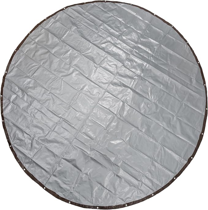GUARD SHIELD Round Tarp 24 Feet Waterproof Heavy Duty Circle Tarps for Under Pool Brown/Silver Multi Purpose Circular Outdoor Cover