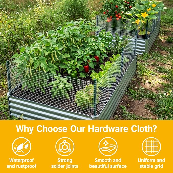 36in x 50ft Hardware Cloth Chicken Wire -1/2 Inch 19 Gauge Hot Dipped Galvanized After Welding Welded Wire Mesh, Rust-Proof Fencing for Gardens, Chicken Coops & Poultry Netting