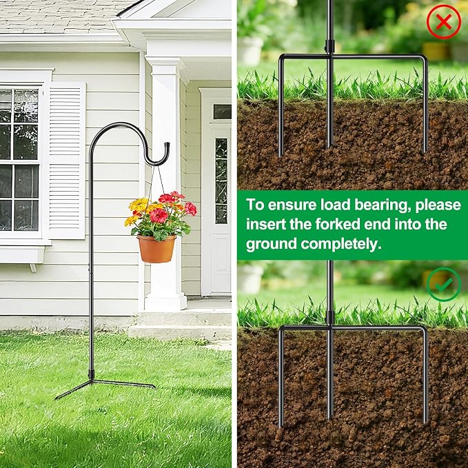 GOFORWILD Shepherd Hooks Adjustable, Premium Metal Garden Hook for Outdoor, Hanging Plant, Solar Lights, Lanterns, Bird Feeders, and Wedding Decor, 33 Inch, 6 Pack